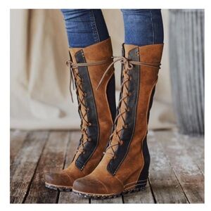 Sorel Cate The Great Wedge Tall Boot Size 9 Elk Brown